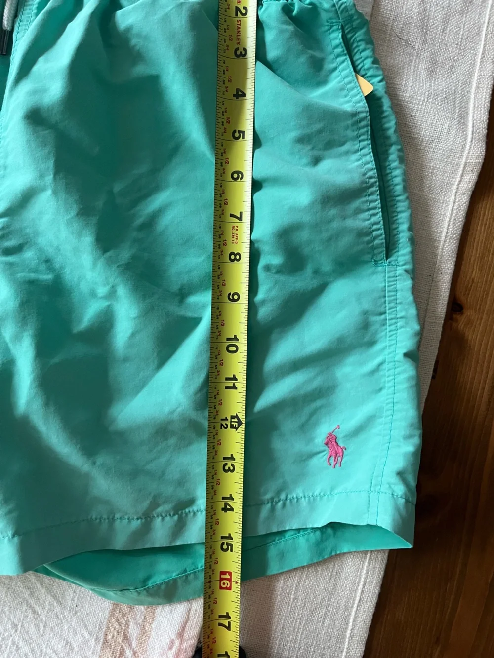 Polo by Ralph Lauren Mint Green Swim Trunks with Pink Logo